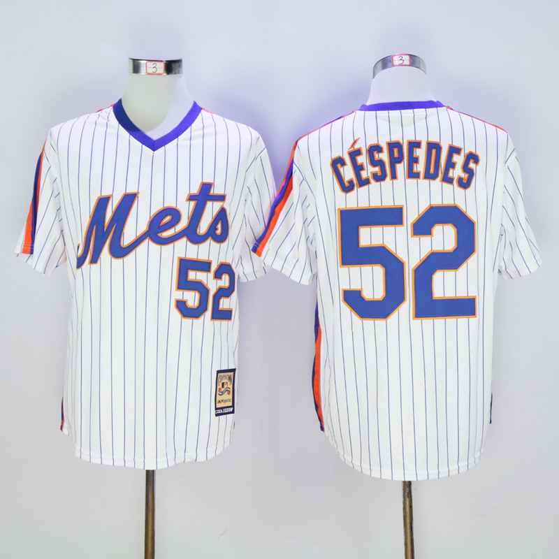 Men New York Mets #52 Cespedes White Throwback Game MLB Jerseys->new york mets->MLB Jersey